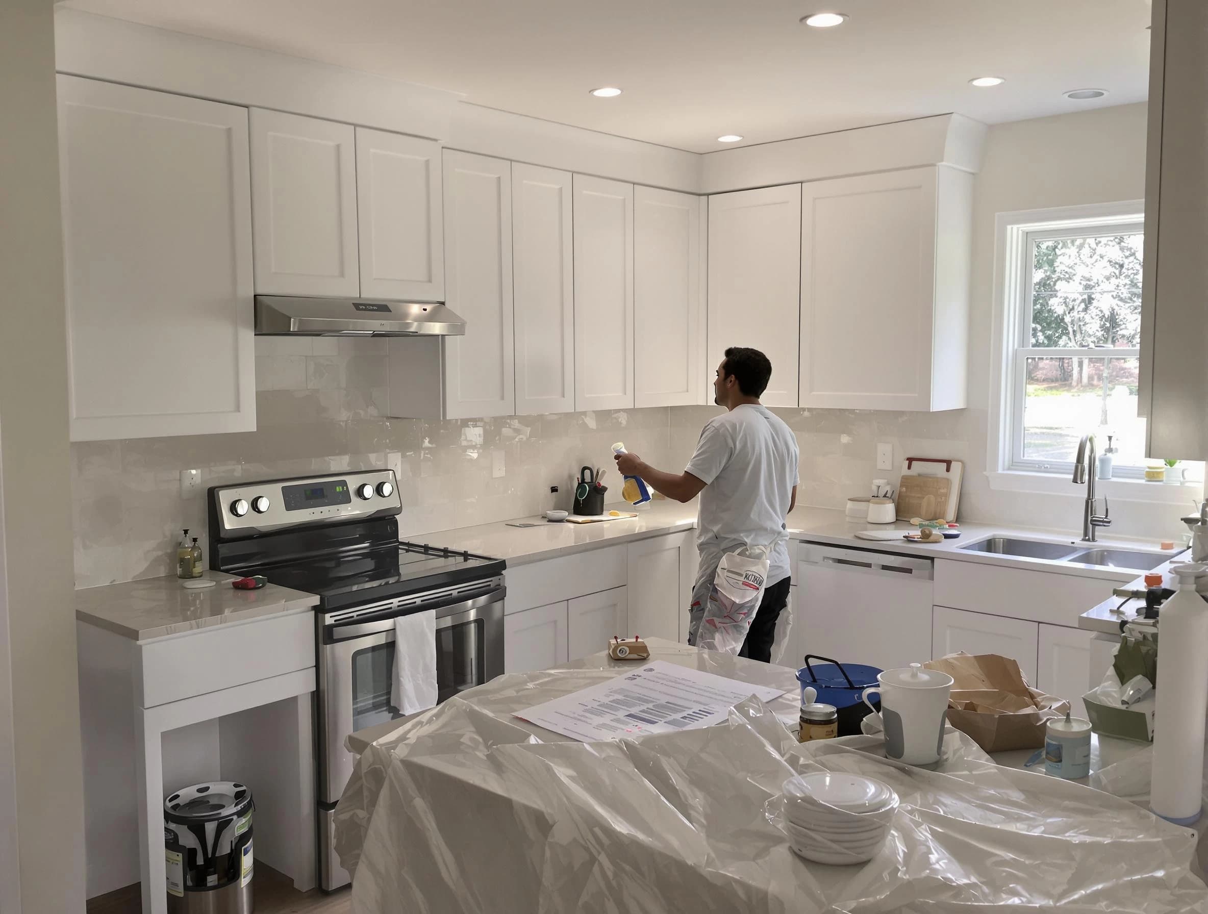 New Franklin House Painters performing detailed kitchen painting in New Franklin