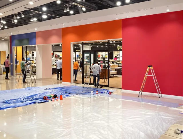 New Franklin House Painters painting a commercial interior in New Franklin, OH